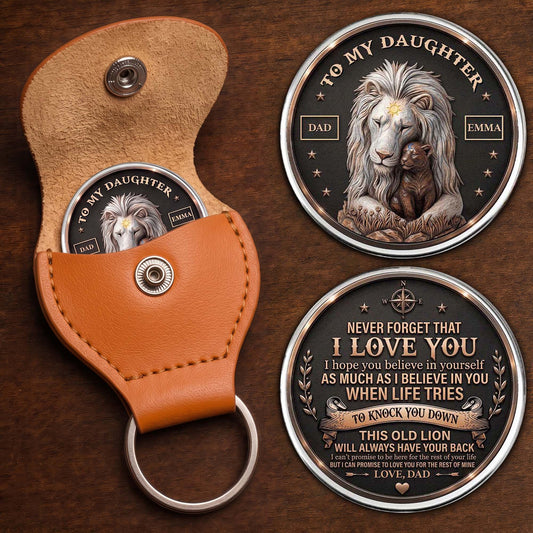 To My Daughter Never Forget I Love You Steel Lion - Personalized Pocket Hug